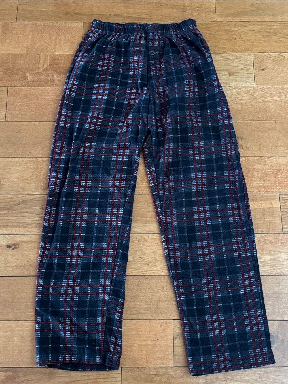 Follow Me mens black/red plaid fleece pajama pants size M.